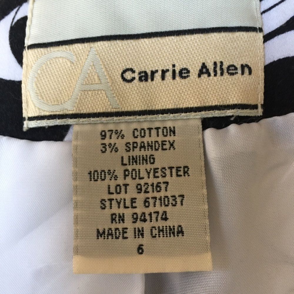 Carrie Allen Black White Blazer Size 6 Floral Print‎ Classic Career Jacket - Picture 7 of 8